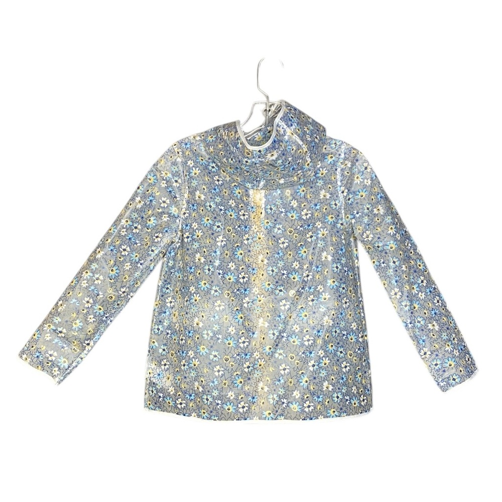 Tahari Girl Clear Blue and Yellow Floral Raincoat Girl's 7/8 - Picture 2 of 6